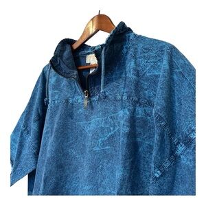 Vintage EZZE Wear 90’s Honey-Komb Oversized Shirt Acid Wash Aqua Unisex Size S-M